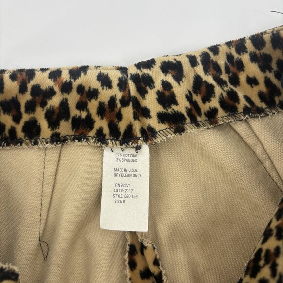 Vintage 90’s Leopard Print Velvet High Rise Flare Pants Womens Size 8 - Picture 5 of 8